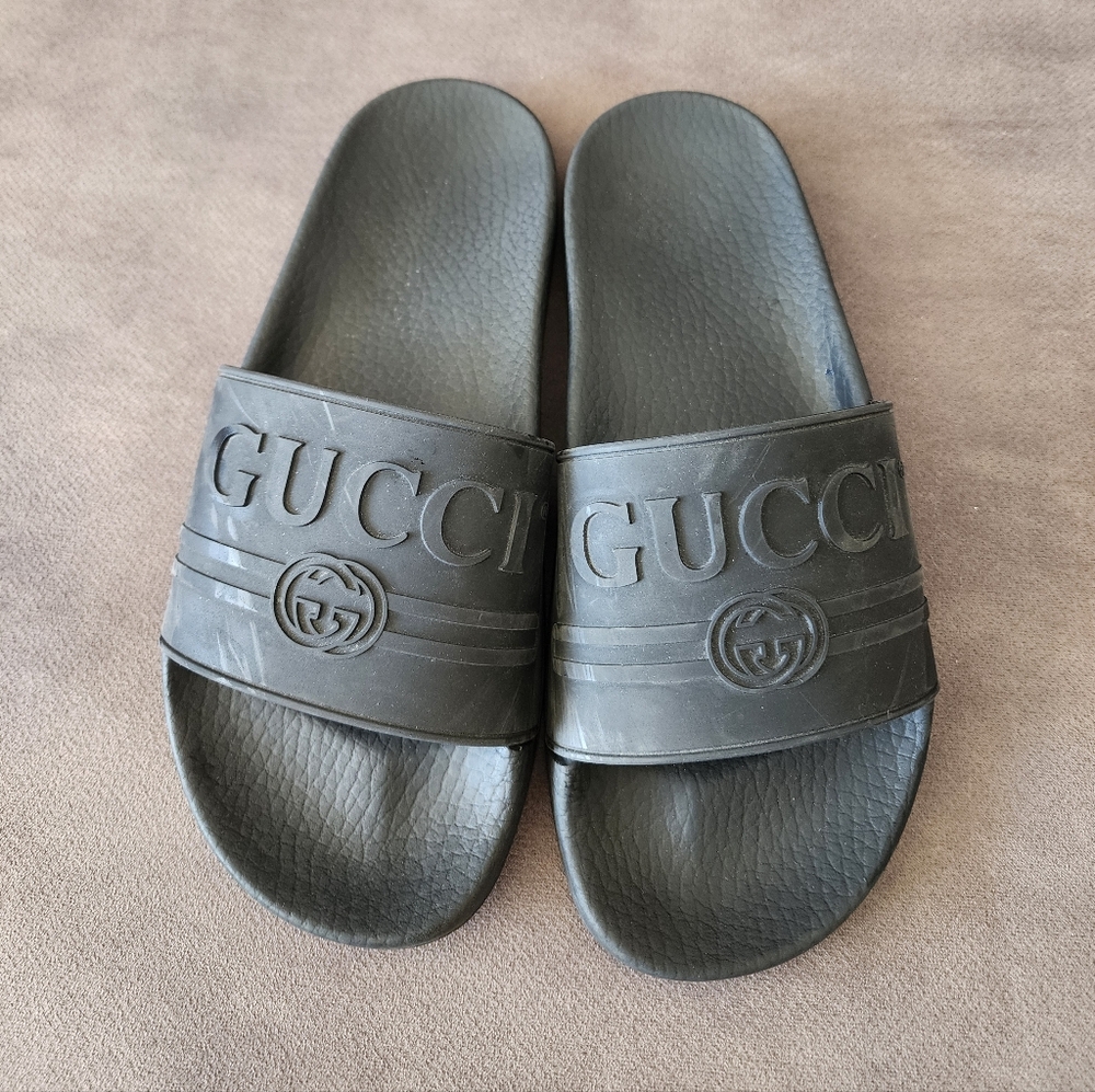 Gucci Dark Gray Slide Sandals for Women Size 37